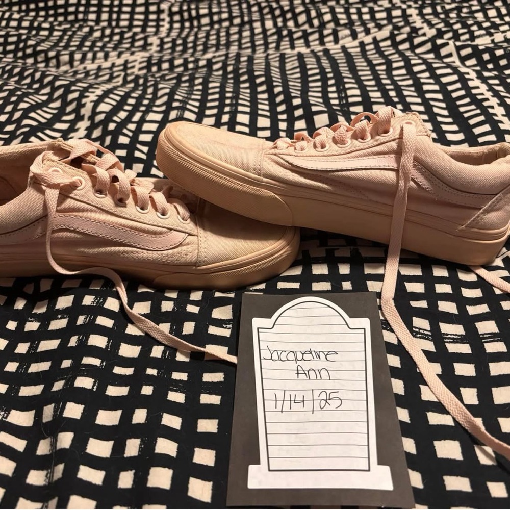 blush pink monochrome Vans